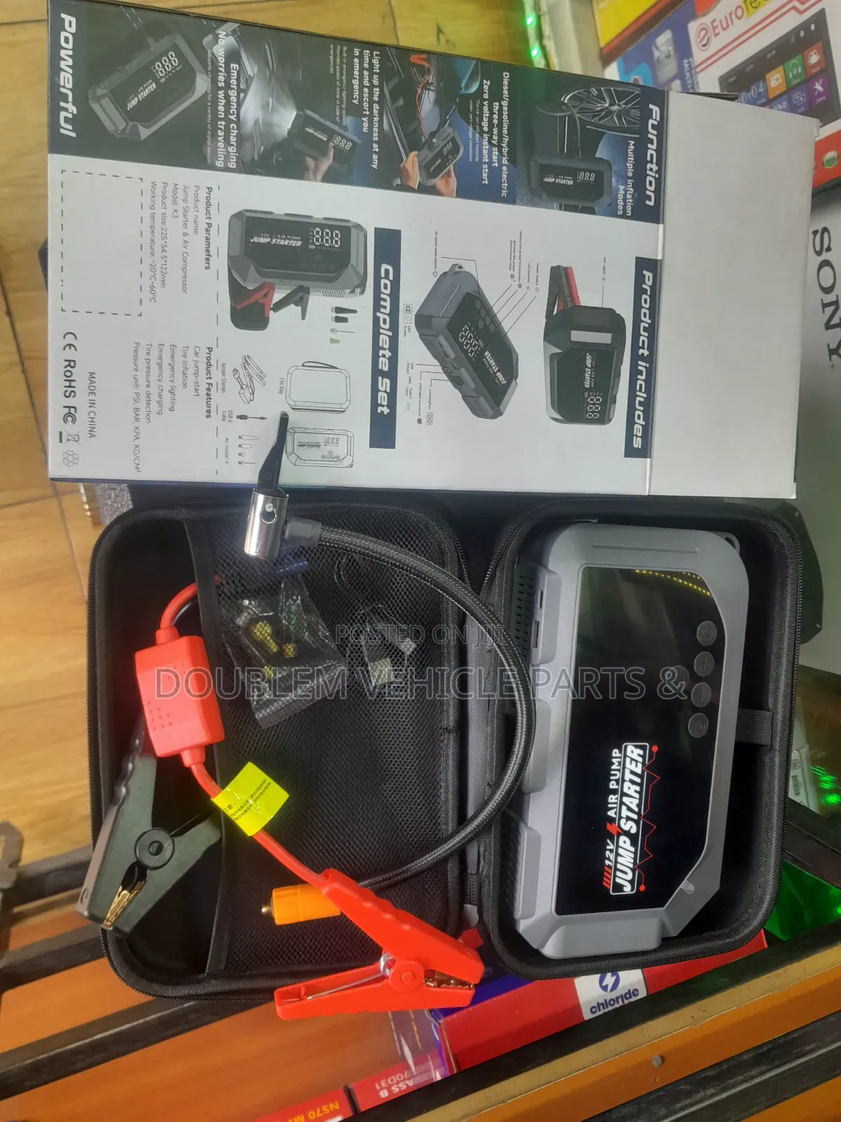 Multi-Function Jump Starter and Air Compressor/Air Pump 120,000mAh