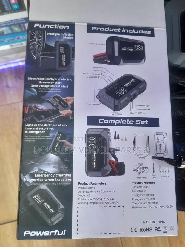 Multi-Function Jump Starter and Air Compressor/Air Pump 120,000mAh - thumbnail 9