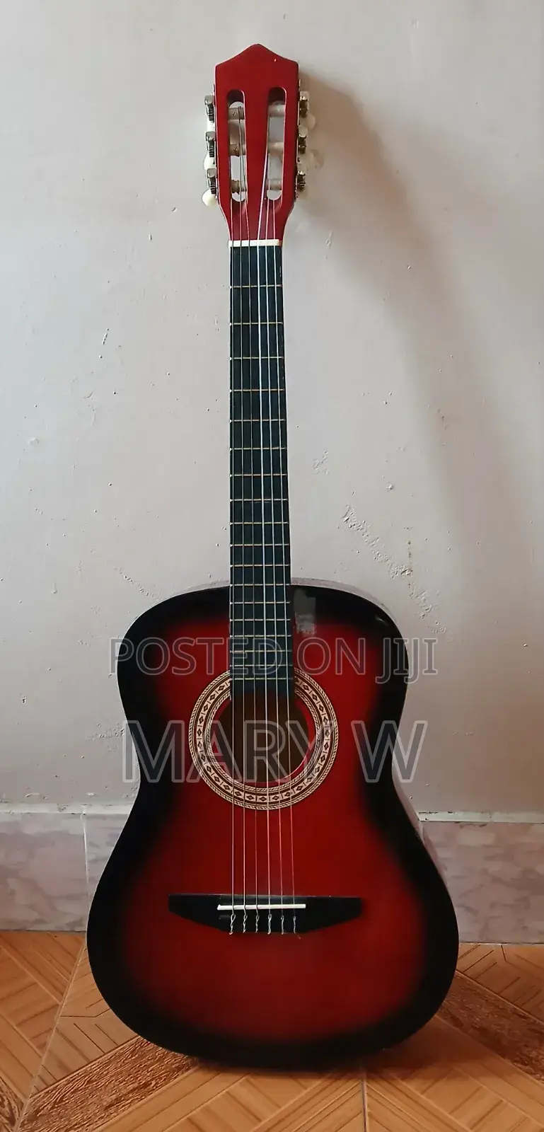 Vintage Maroon Acoustic Guitar-Beginner Friendly
