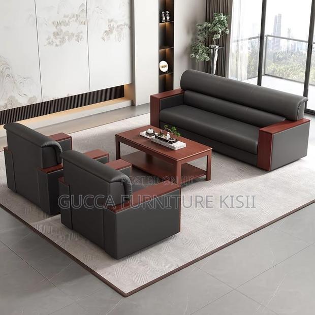 Sofa; 5-Seater Mahogany Office Sofa - thumbnail 2