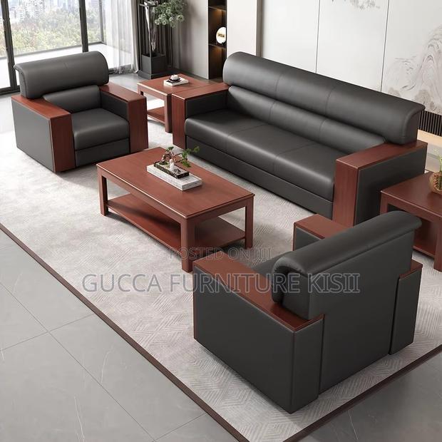 Sofa; 5-Seater Mahogany Office Sofa - thumbnail 3