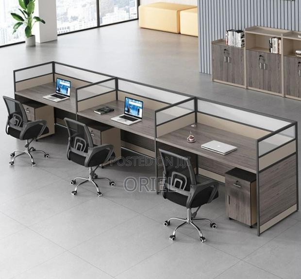 Office Workstation :3-Seater Workstation With Pedestal Filing Drawers