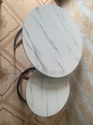 Marble Style Center Table Set 2 Pieces