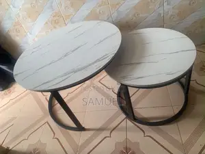 Marble Style Center Table Set 2 Pieces