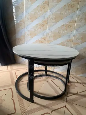 Marble Style Center Table Set 2 Pieces