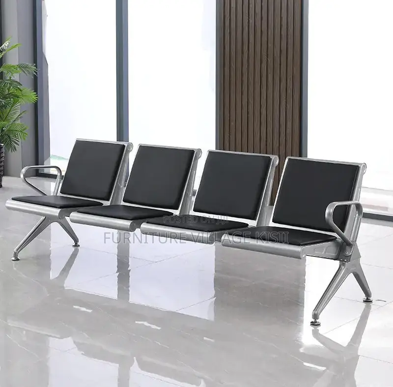 Office Bench; 4-Link Heavy Duty Leather Padded Bench