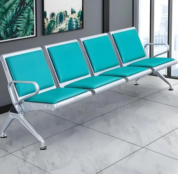 Office Bench; 4-Link Heavy Duty Leather Padded Bench