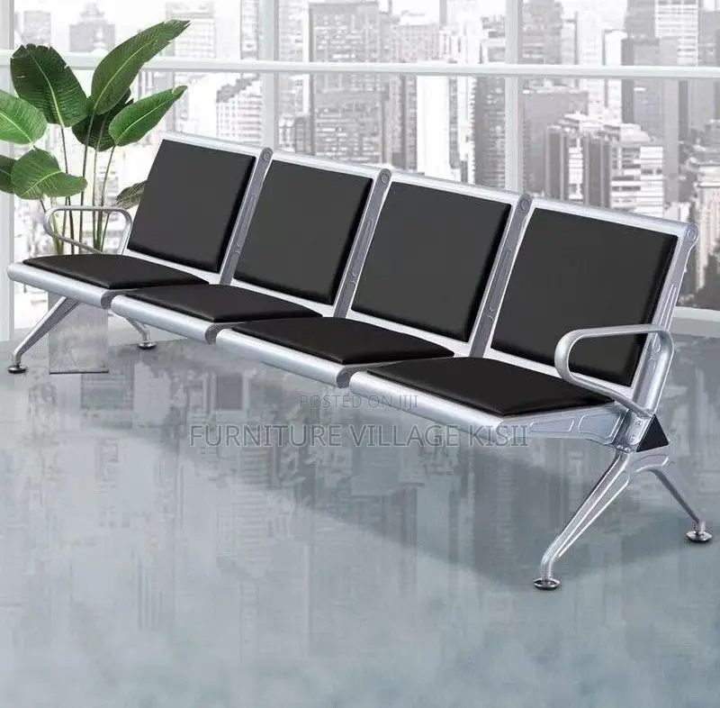 Office Bench; 4-Link Heavy Duty Leather Padded Bench