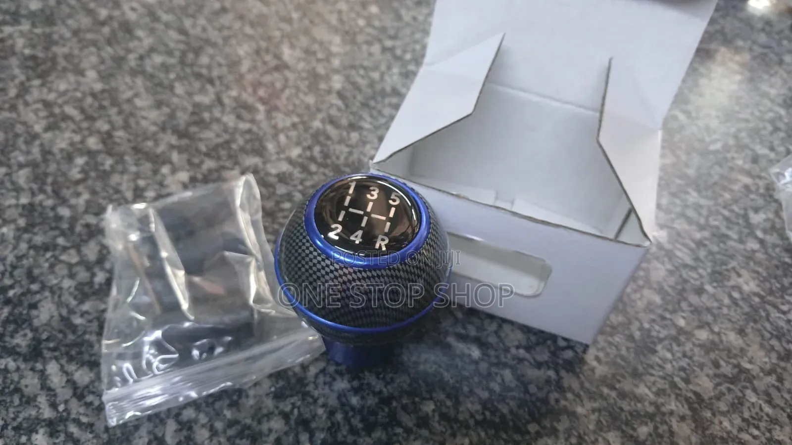 Sphericak Ball Shape 5speed Knob With Blue Ring Carbon Fiber