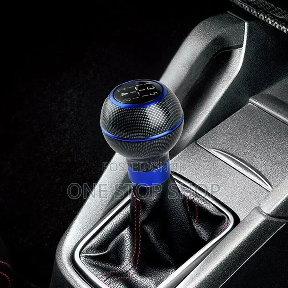 Sphericak Ball Shape 5speed Knob With Blue Ring Carbon Fiber