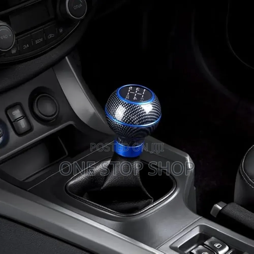 Sphericak Ball Shape 5speed Knob With Blue Ring Carbon Fiber