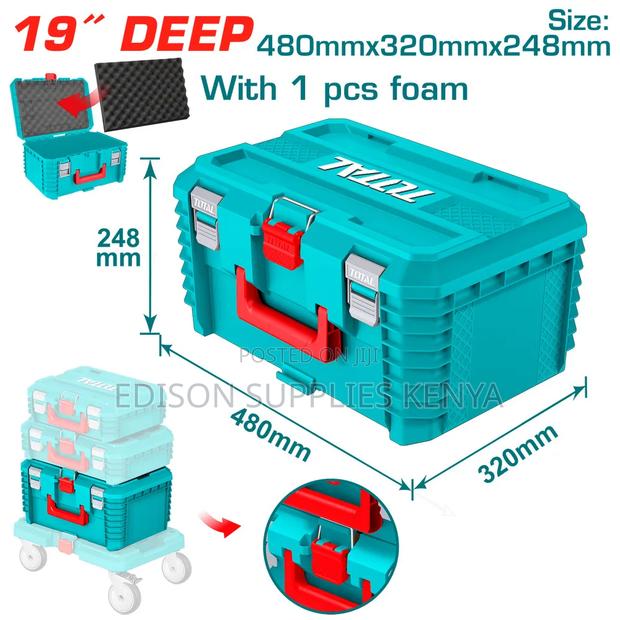 Tool Box Total Wide Body Toolbox 19" in Plastic Stackable Storage Box - main view