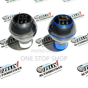 Carbon Fiber Textured Polished Gear Knob With Rubber Thread Adapters
