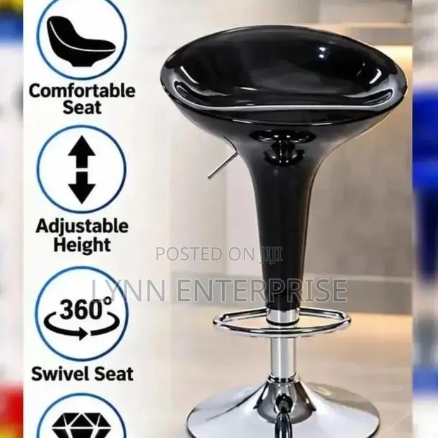 Black Bar Stool With Swivel Seat and Adjustable Height - thumbnail 2