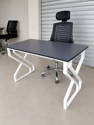Office Desk With White Frame With a Matching Chair