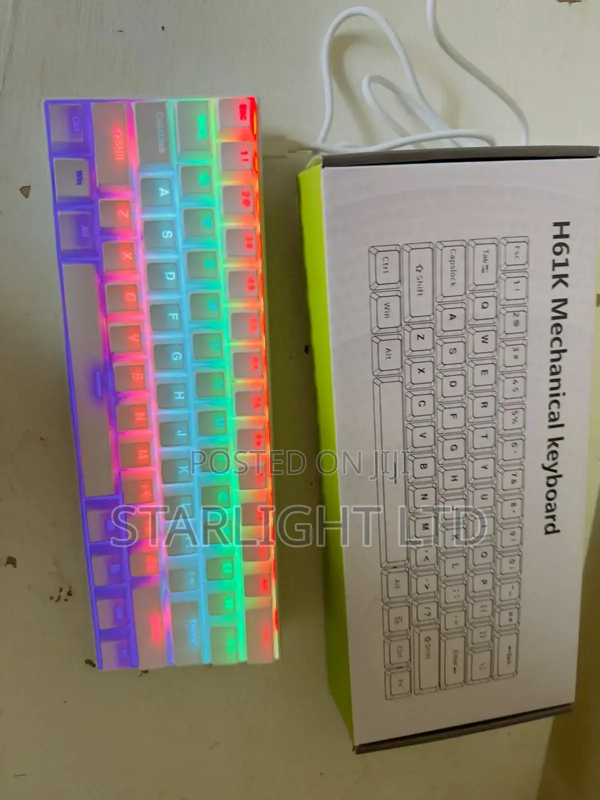 Backlight 60% White Mechanical Gaming Keyboard