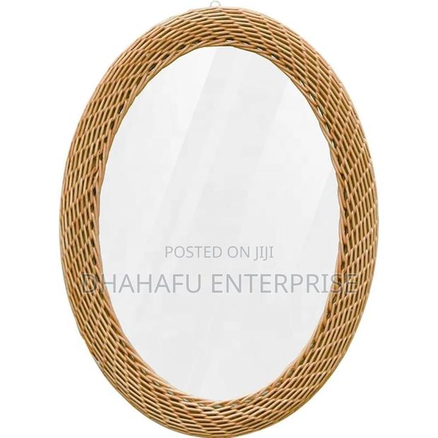 Big Modern Oval Rattan/Bamboo Mirror - main view