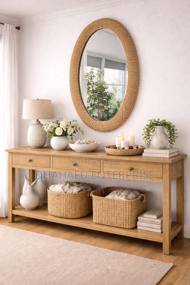 Big Modern Oval Rattan/Bamboo Mirror - thumbnail 2