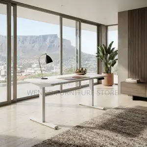 Office Desk; Adjustable 1400MM White Electric Laptop Desk