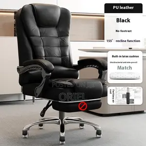 Office Chair : Executive Black Leather Office Seat