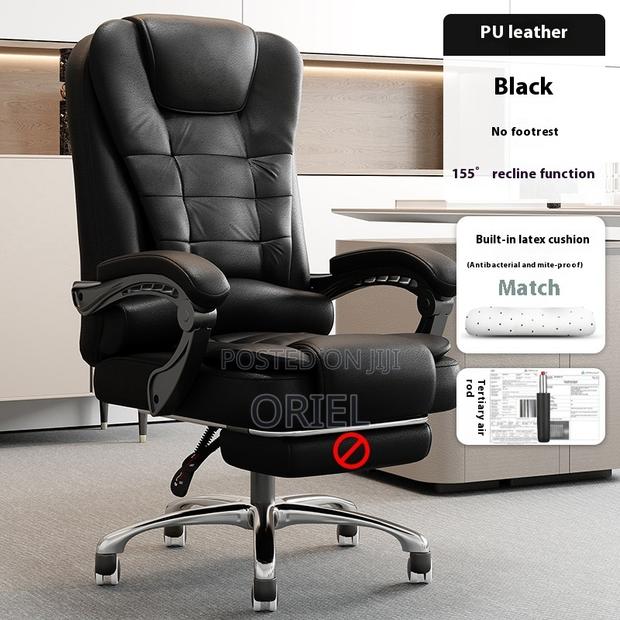 Office Chair : Executive Black Leather Office Seat