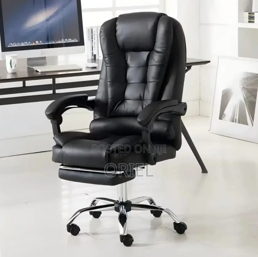 Office Chair : Executive Black Leather Office Seat
