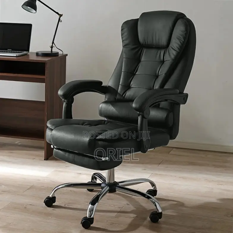 Office Chair : Executive Black Leather Office Seat