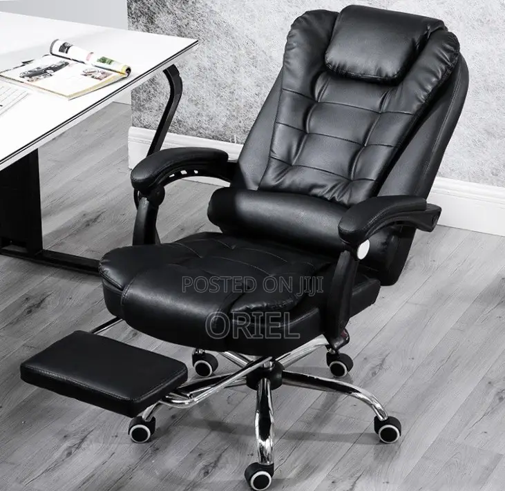 Office Chair : Executive Black Leather Office Seat
