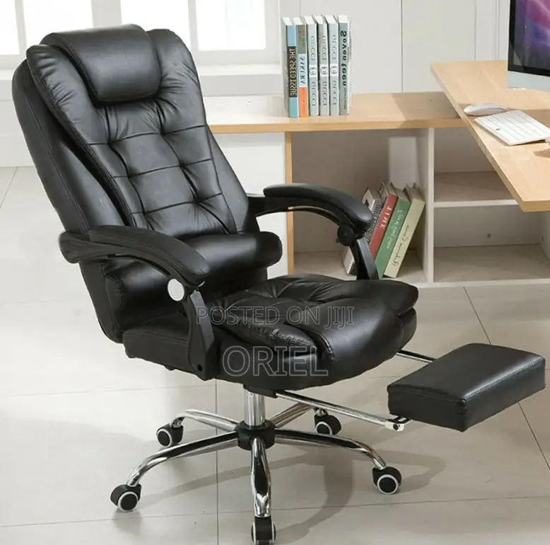 Office Chair : Executive Black Leather Office Seat