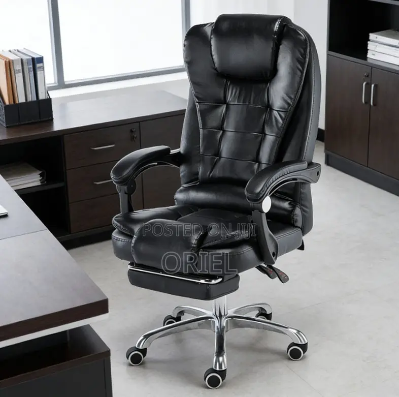 Office Chair : Executive Black Leather Office Seat