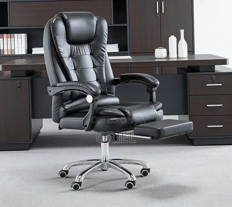 Office Chair : Executive Black Leather Office Seat