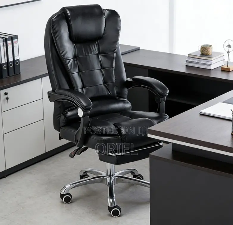 Office Chair : Executive Black Leather Office Seat