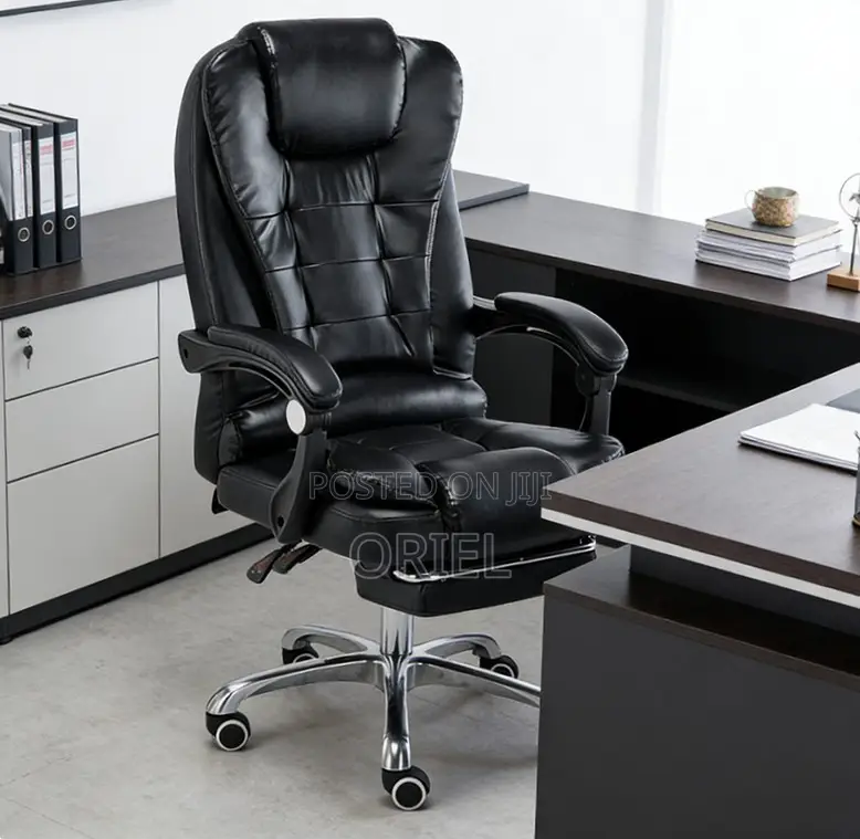 Office Chair : Executive Black Leather Office Seat