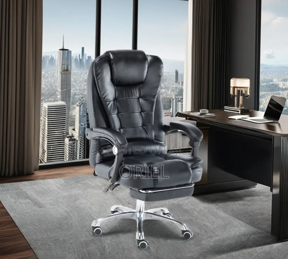 Office Chair : Executive Black Leather Office Seat