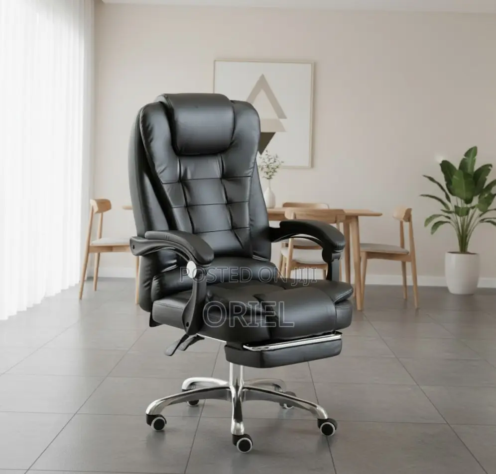 Office Chair : Executive Black Leather Office Seat