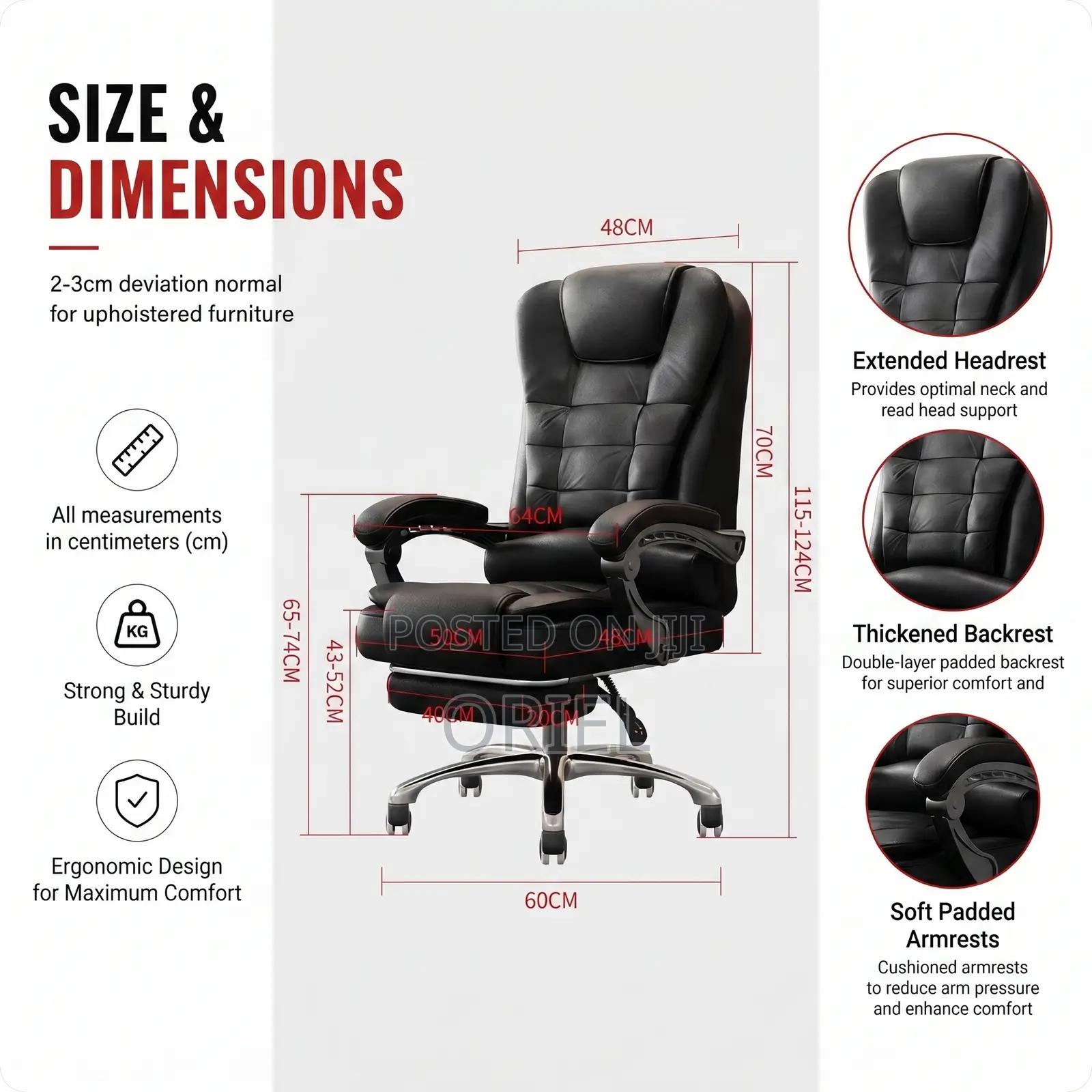 Office Chair : Executive Black Leather Office Seat