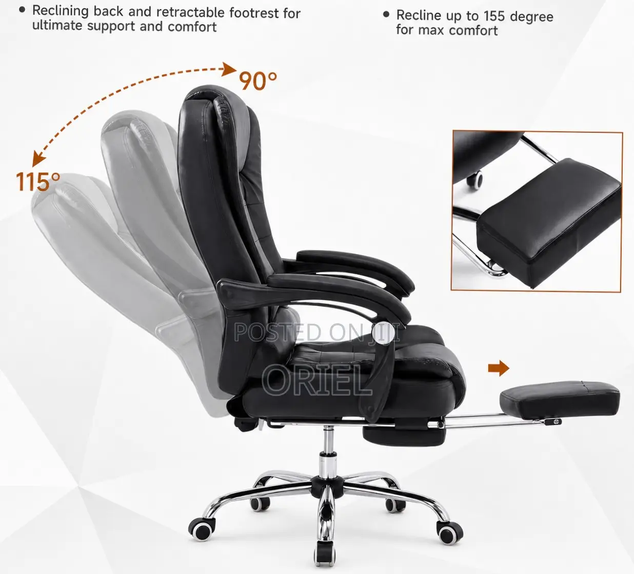 Office Chair : Executive Black Leather Office Seat