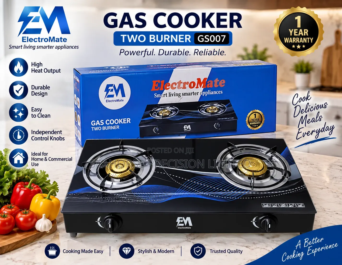 Electromate Gs007 2-Burner Gas Cooker
