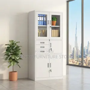 Office Cabinet; Adjustable Two Doors Storage Grey Office Cabinet