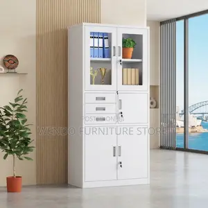 Office Cabinet; Adjustable Two Doors Storage Grey Office Cabinet
