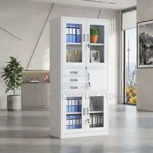 Office Cabinet; Adjustable Two Doors Storage Grey Office Cabinet