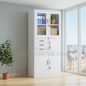 Office Cabinet; Adjustable Two Doors Storage Grey Office Cabinet