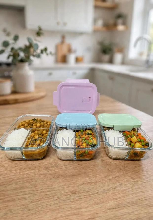 2/3 Grid Glass Lunch Boxes 1040ml - thumbnail 2