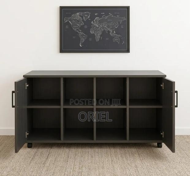 Office Storage Credenza : 4-Door Black Filing Credenza - thumbnail 3