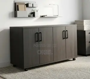 Office Storage Credenza : 4-Door Black Filing Credenza