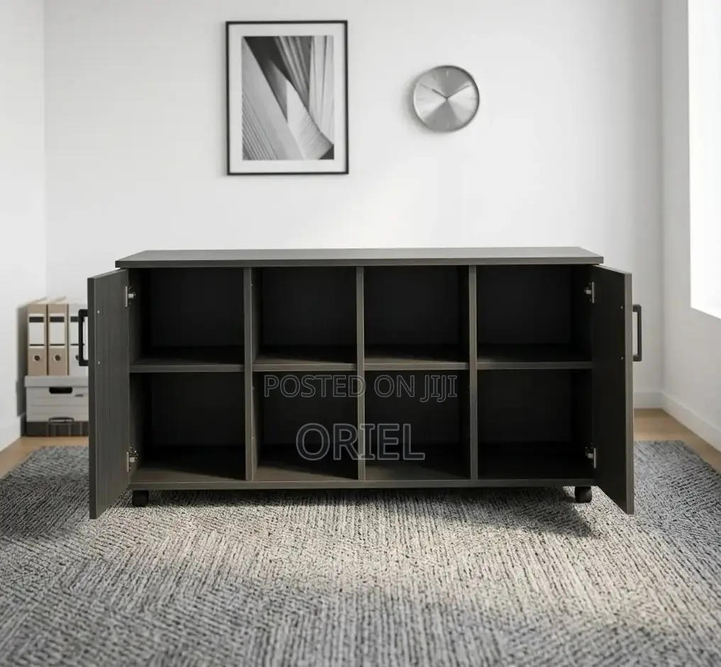Office Storage Credenza : 4-Door Black Filing Credenza