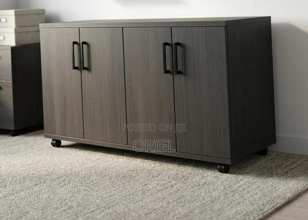 Office Storage Credenza : 4-Door Black Filing Credenza - thumbnail 7