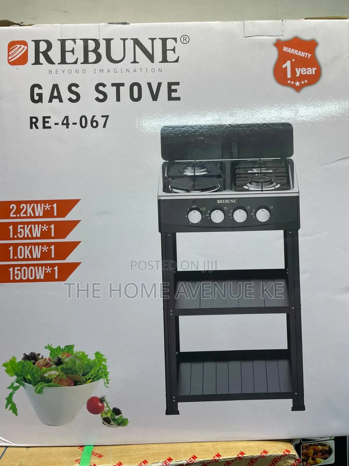 Rebune Gas Stove 3+1 Standing Cooker