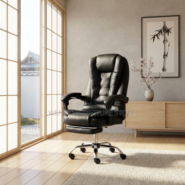 Office Chairs; Leather High Backrest Office Seat With Footrest