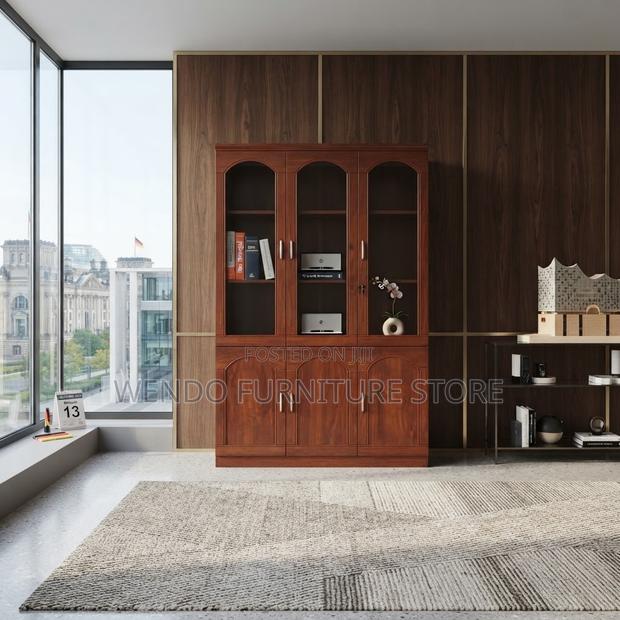 Office Cabinet; Three Lockable Doors Files Cabinet With Front Glass - thumbnail 2